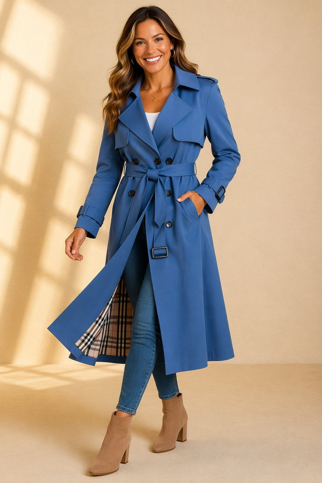 Márta | Trenchcoat Hosszú Női Kétgombos Övvel