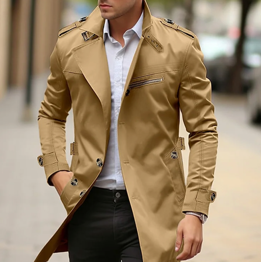 Márton | Trench Coat Férfi Átmeneti Kabát Vállapokkal