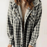 Mathilda | Jacke Fleece Damen Kariert mit Kapuze Sherpa