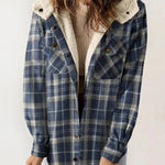 Mathilda | Jacke Fleece Damen Kariert mit Kapuze Sherpa