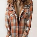 Mathilda | Jacke Fleece Damen Kariert mit Kapuze Sherpa