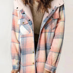 Mathilda | Jacke Fleece Damen Kariert mit Kapuze Sherpa