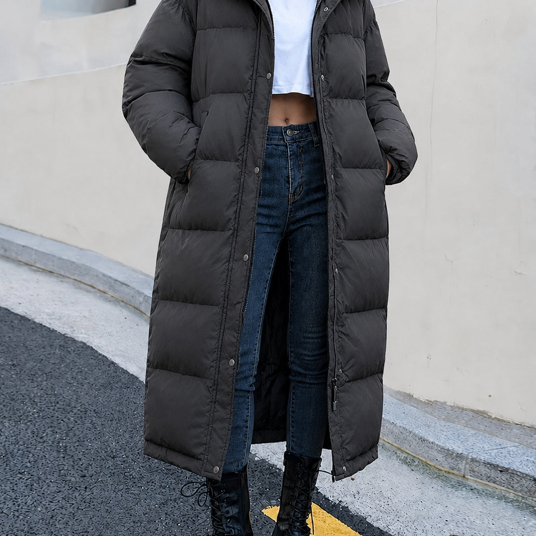 Mathilda | Lange Daunenjacke Damen mit Kapuze Steppjacke