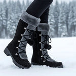 Mathilda | Schneestiefel Damen Fellbesatz Schnürung Wadenhoch