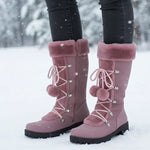 Mathilda | Schneestiefel Damen Fellbesatz Schnürung Wadenhoch