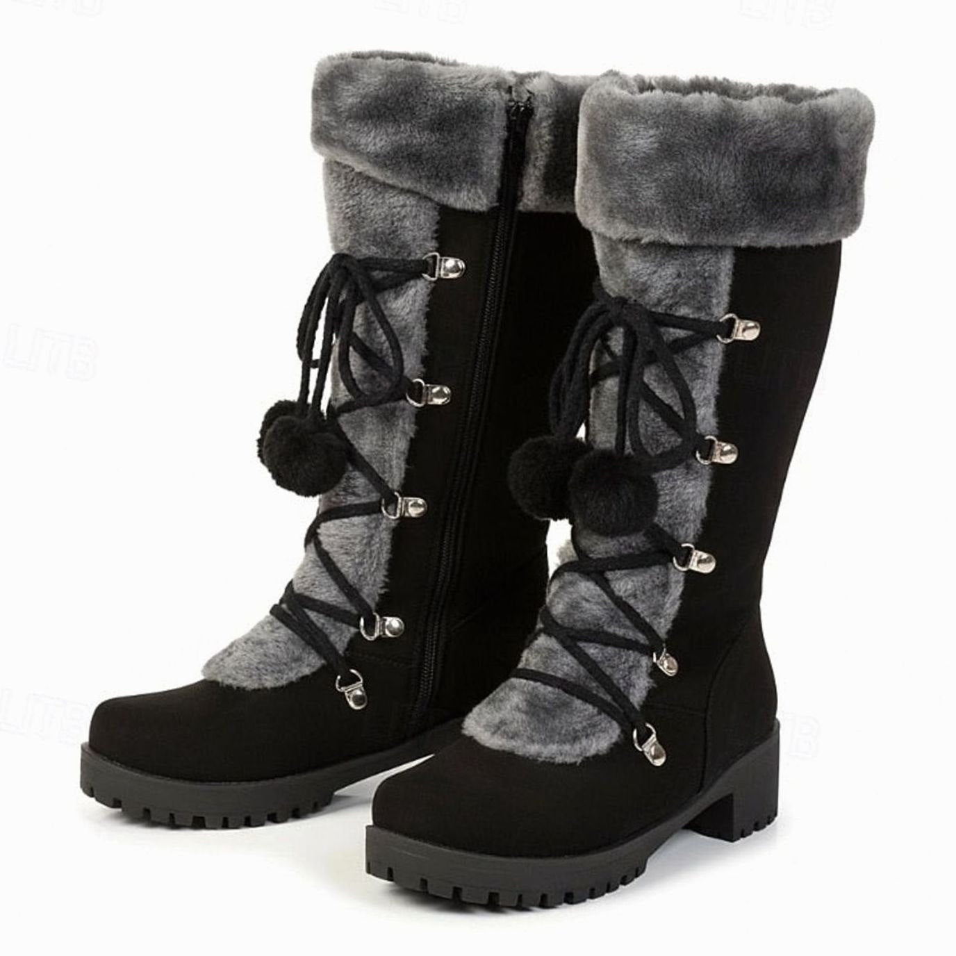 Mathilda | Schneestiefel Damen Fellbesatz Schnürung Wadenhoch