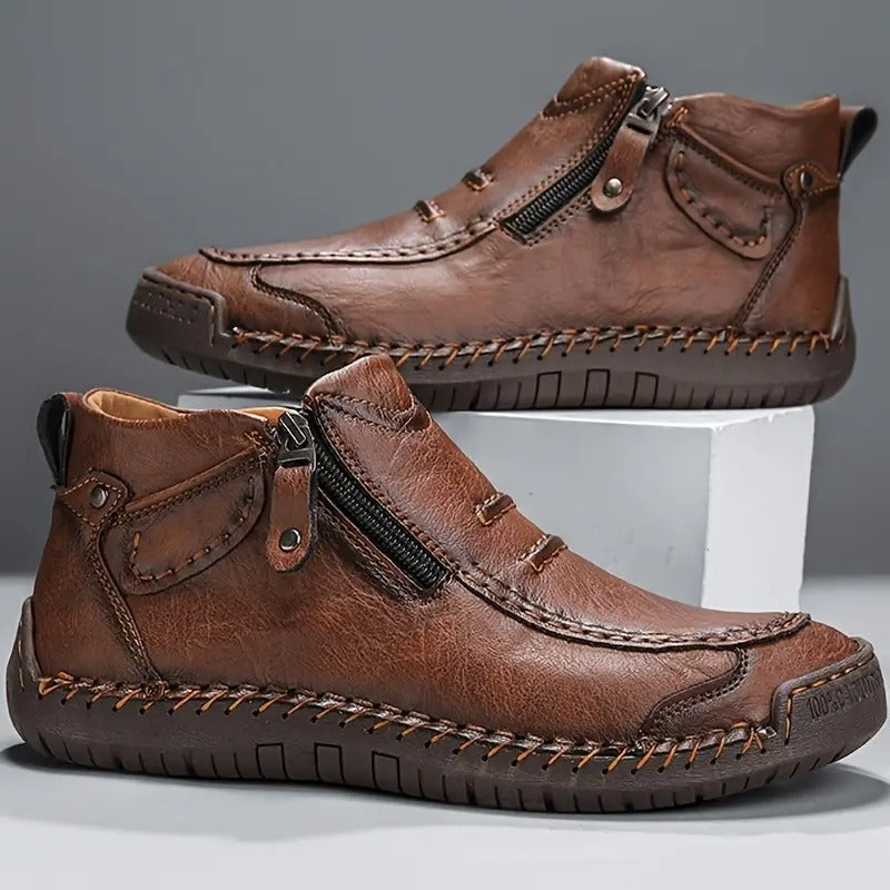 Maximilian | Leder Stiefelette Herren Seitlicher Reissverschluss Handnaht