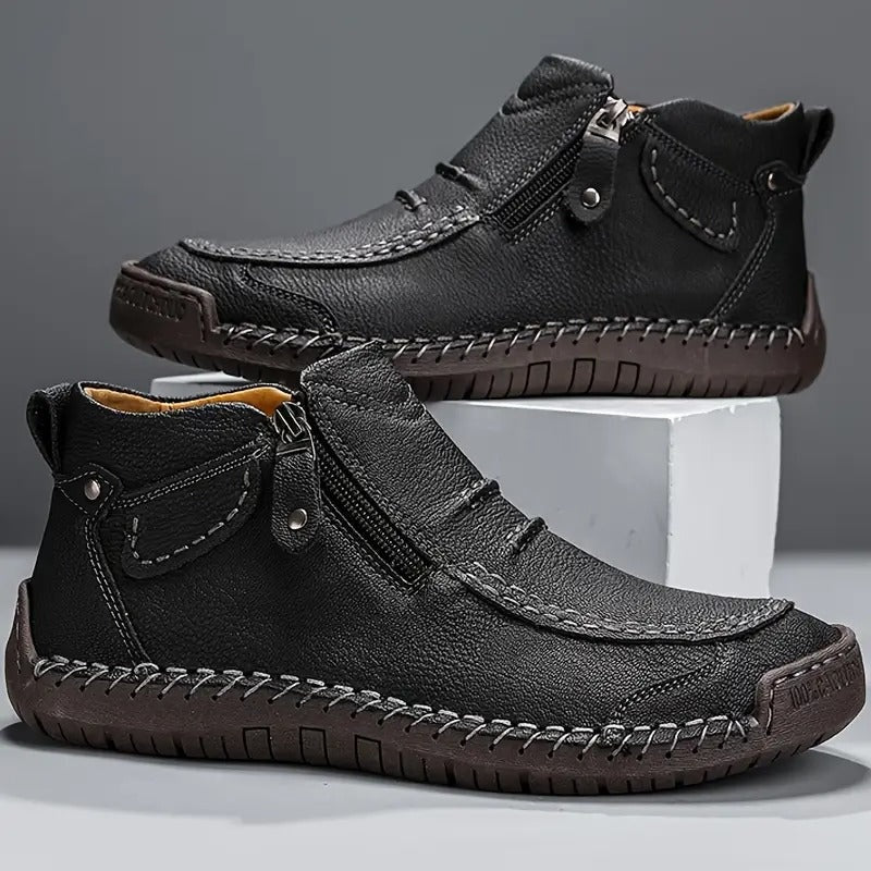 Maximilian | Leder Stiefelette Herren Seitlicher Reissverschluss Handnaht