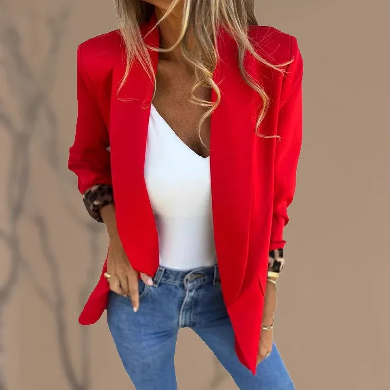 Melinda | Blézer Leopárdmintás Hajtókával Női Elegáns Zakó