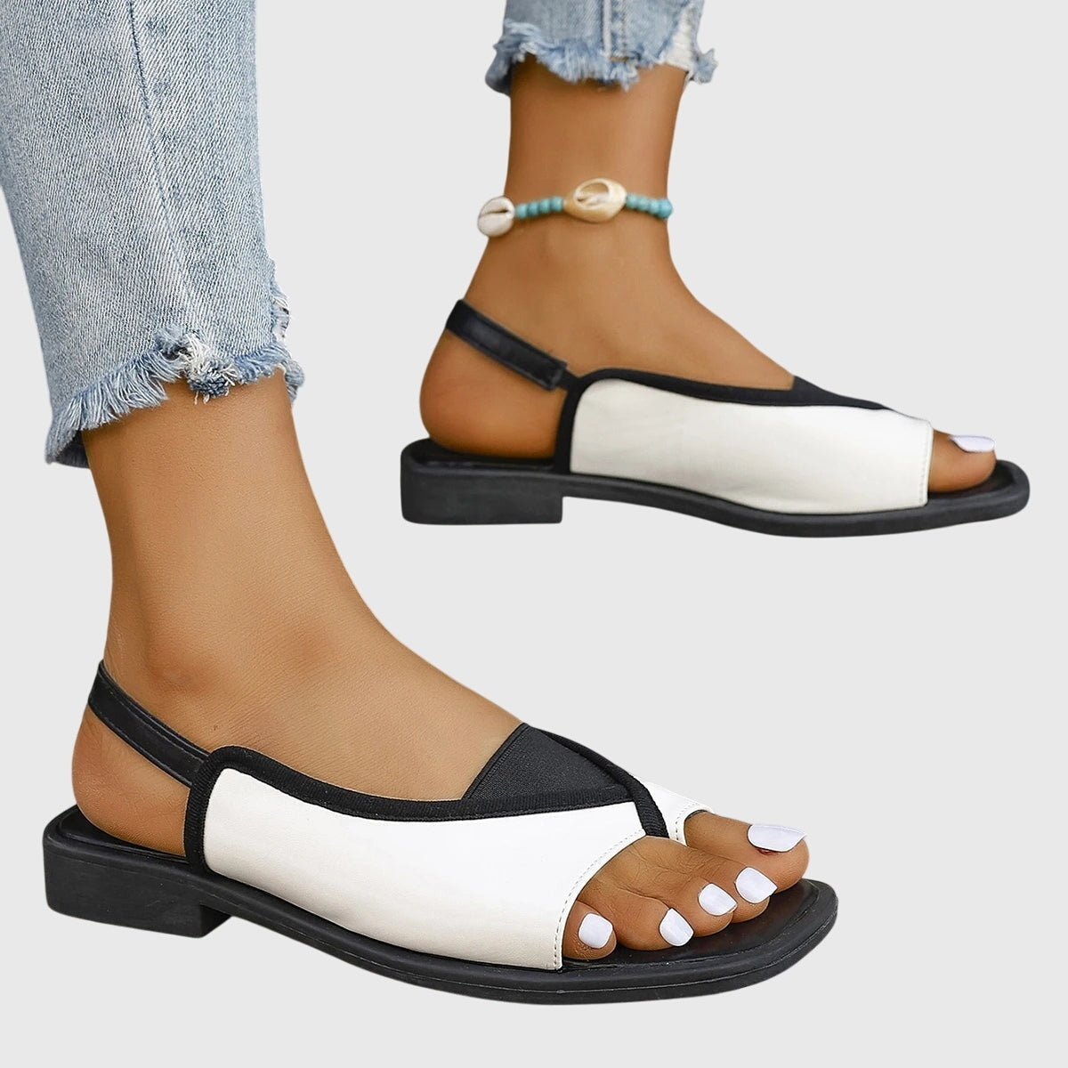 Mónika | Szandál Lapos Slingback Női Négyzetes Orrforma