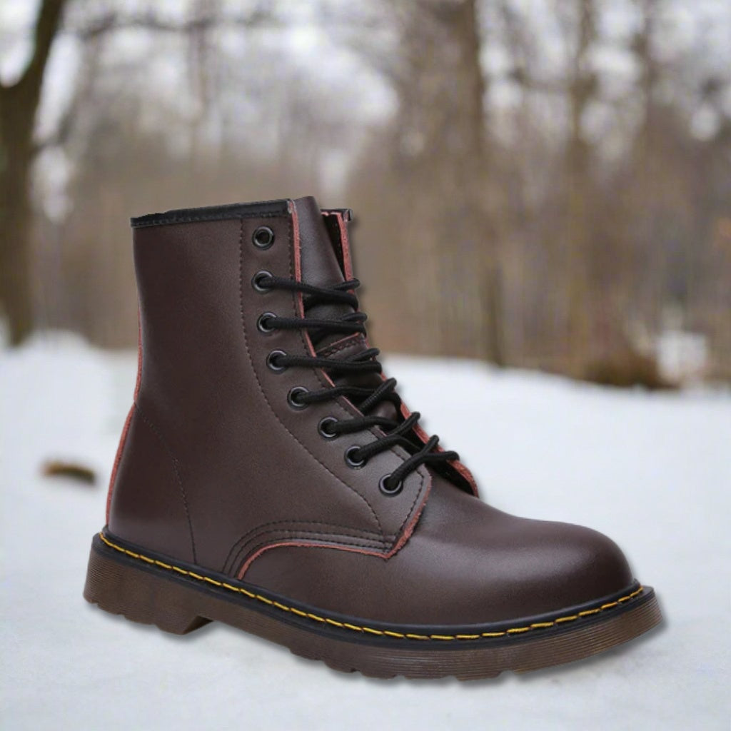 Nathalie | Schnürstiefel aus Leder Damen Robuste Gummisohle