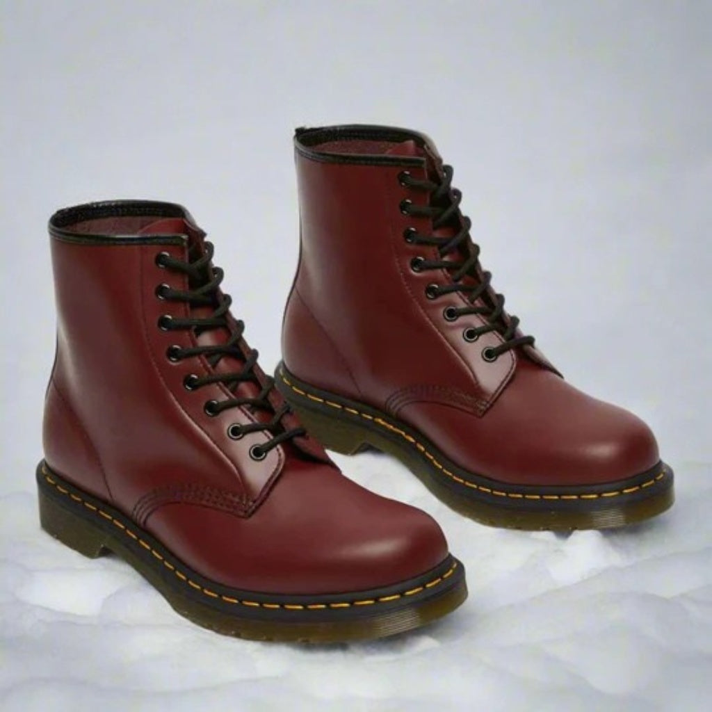 Nathalie | Schnürstiefel aus Leder Damen Robuste Gummisohle
