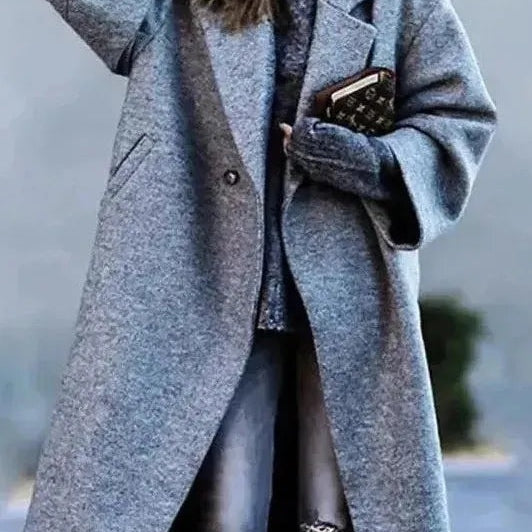 Nathalie | Wollmantel Damen Lang Oversize Revers