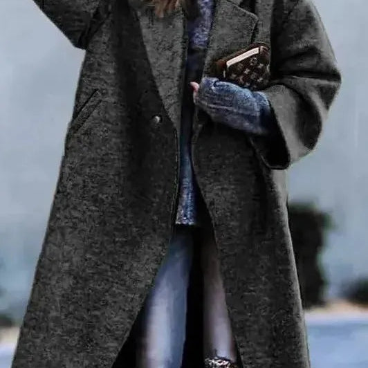 Nathalie | Wollmantel Damen Lang Oversize Revers