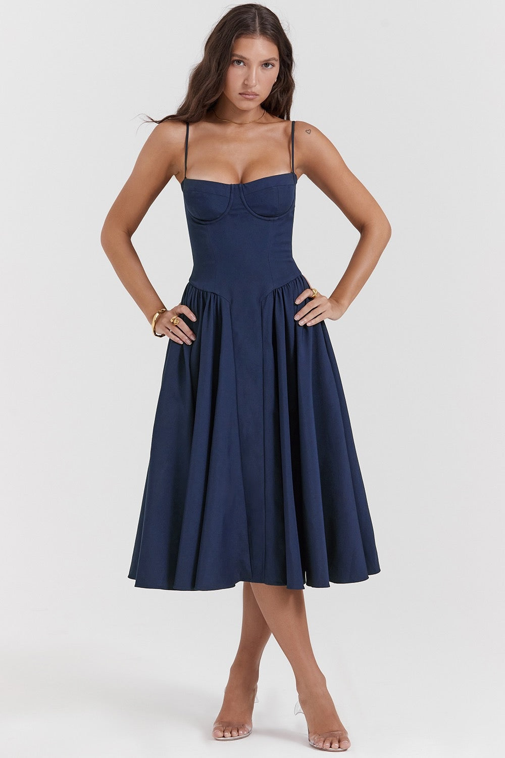 Nikolett | Alkalmi Midi Ruha Női Pántos Bustier