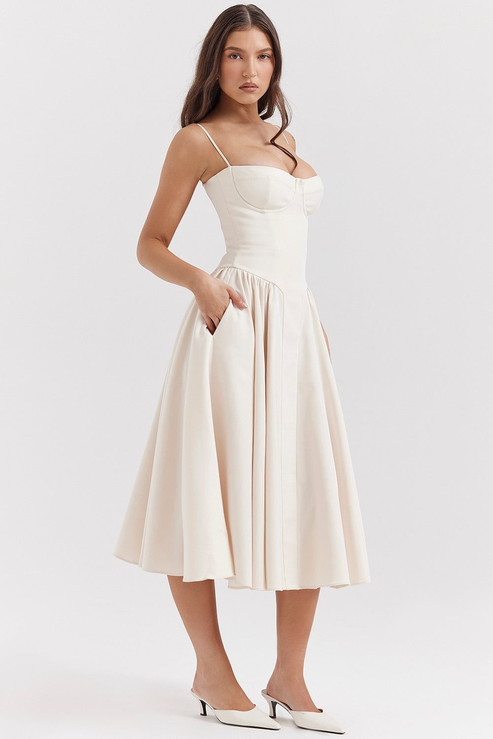 Nikolett | Alkalmi Midi Ruha Női Pántos Bustier