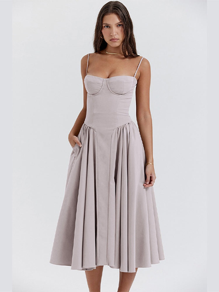 Nikolett | Alkalmi Midi Ruha Női Pántos Bustier