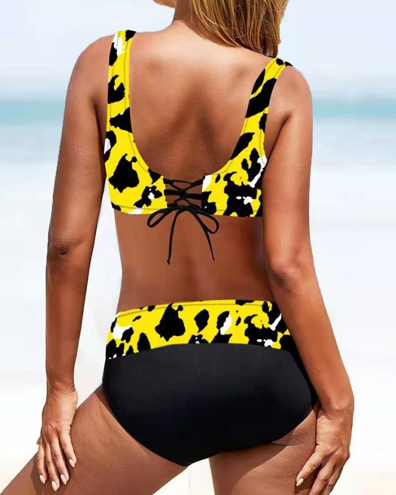 Eszter | Bikini Szett Női Mintás V-nyakú
