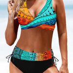 Eszter | Bikini Szett Női Mintás V-nyakú