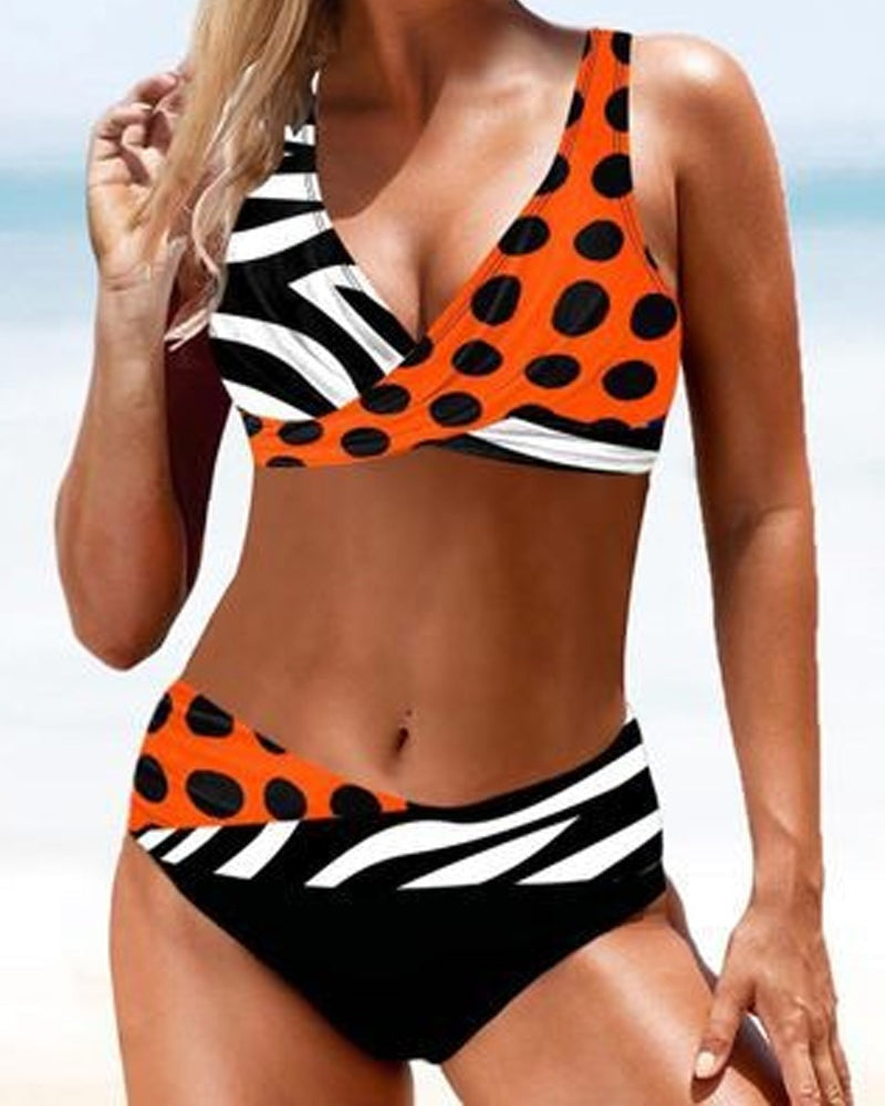 Eszter | Bikini Szett Női Mintás V-nyakú