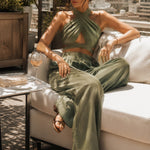 Nikolett | Palazzo Nadrág Szett Női Crop Top Nyakpántos