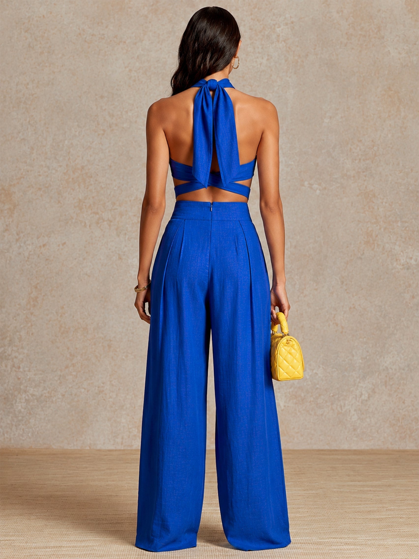 Nikolett | Palazzo Nadrág Szett Női Crop Top Nyakpántos
