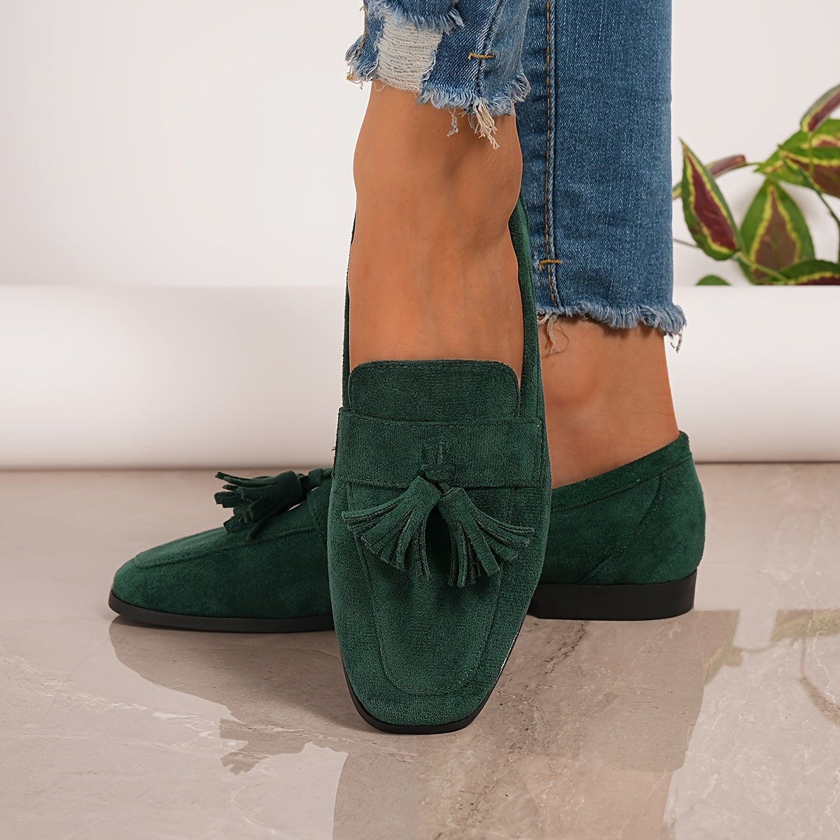 Nóra | Loafer Mokaszin Női Bojtos Velúr Lapos