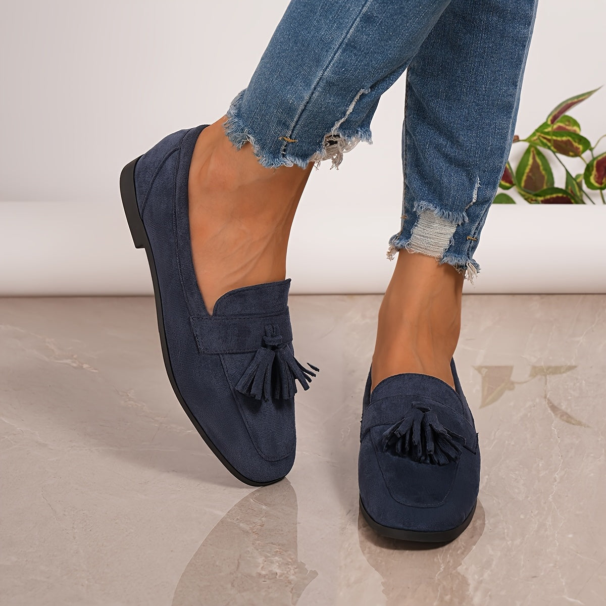 Nóra | Loafer Mokaszin Női Bojtos Velúr Lapos