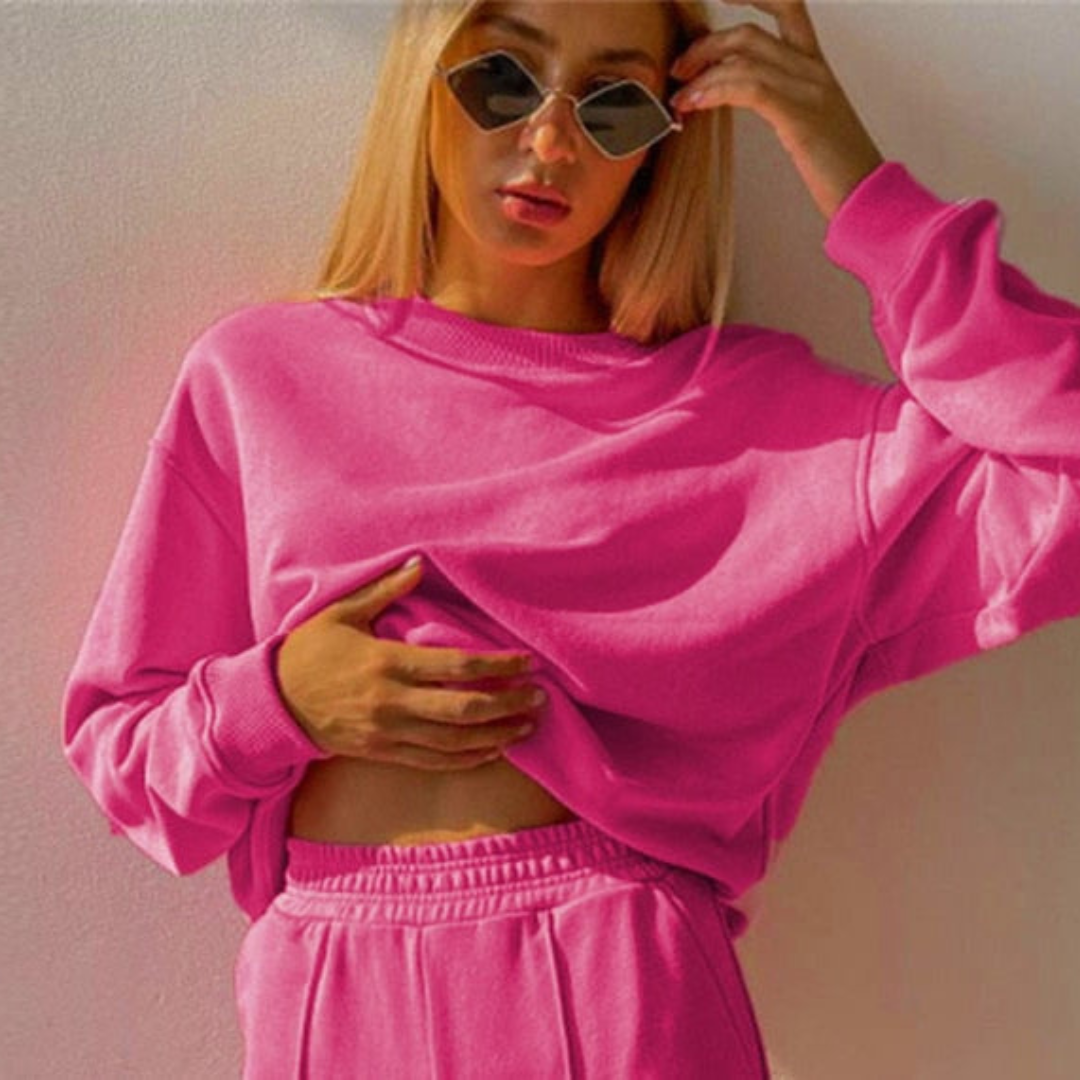 Nóra | Női Melegítő Szett Oversize Kerek Nyakú