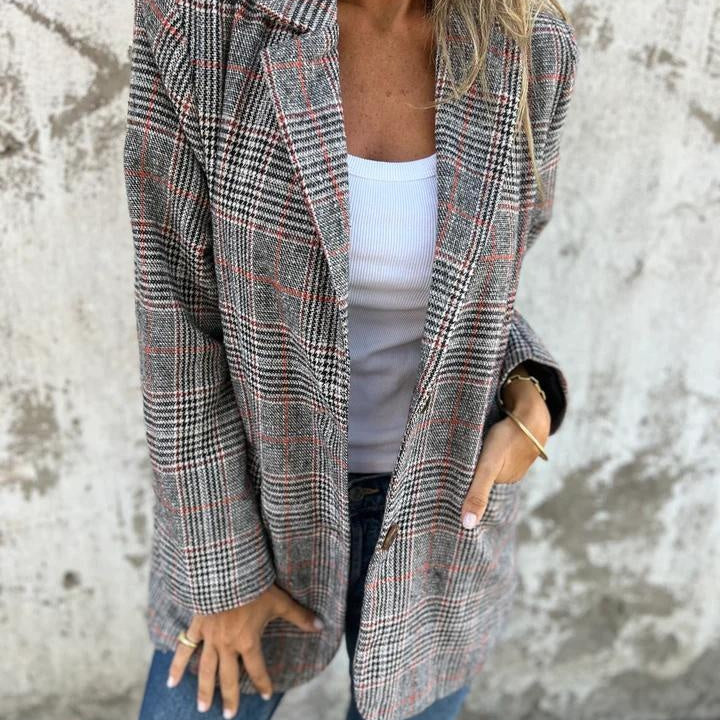 Paula | Blazer Damen Kariert Langarm Revers