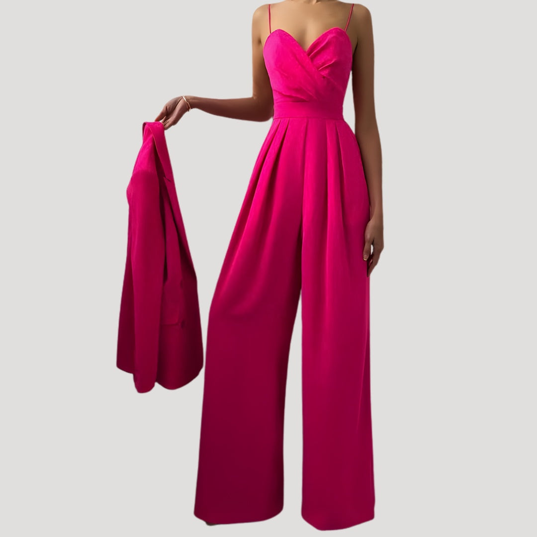 Petra | Jumpsuit Női Széles Szárú Szívforma Nyakkivágással