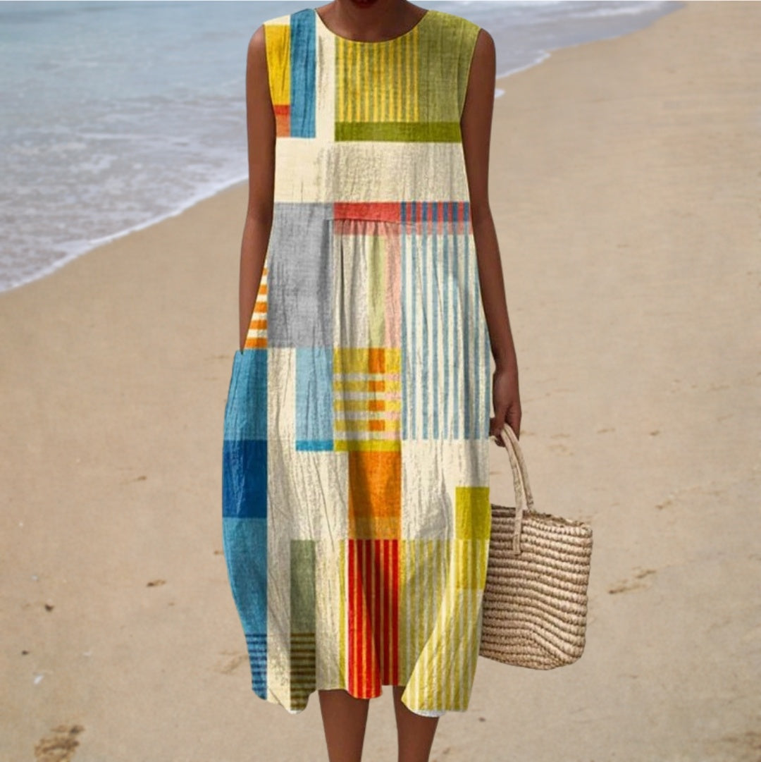 Petra | Nyári Ruha Női Patchwork Ujjatlan Midi
