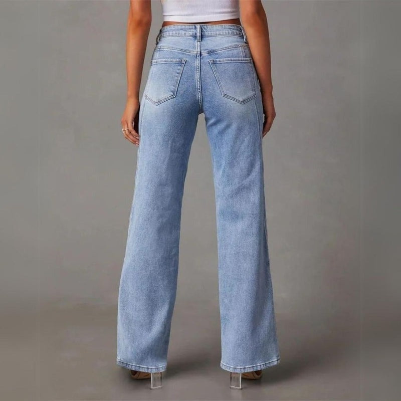 Petra | Széles Szárú Farmernadrág Női Magas Derekú Jeans