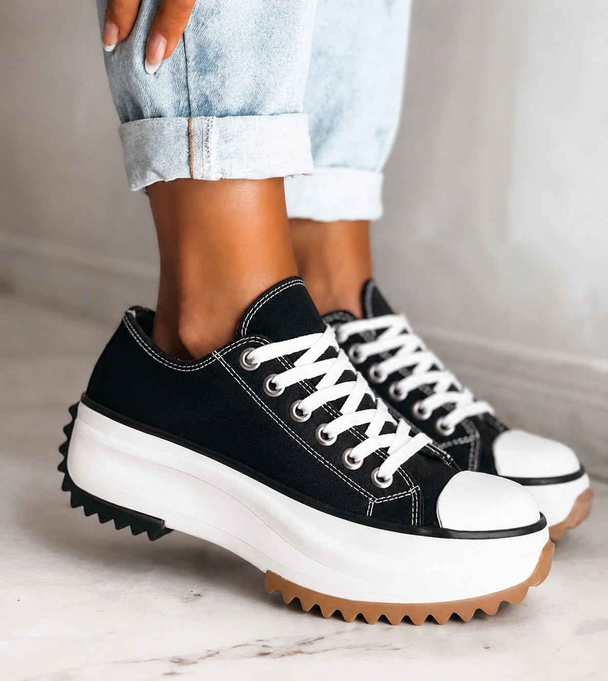 Pia | Sneaker Plattform Damen Schnürschuhe Leinwand