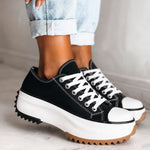 Pia | Sneaker Plattform Damen Schnürschuhe Leinwand