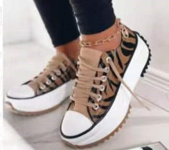 Pia | Sneaker Plattform Damen Schnürschuhe Leinwand