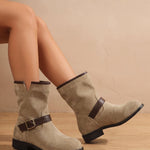 Priska | Chelsea Boots Damen Veloursleder Schnallenriemen