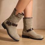 Priska | Chelsea Boots Damen Veloursleder Schnallenriemen