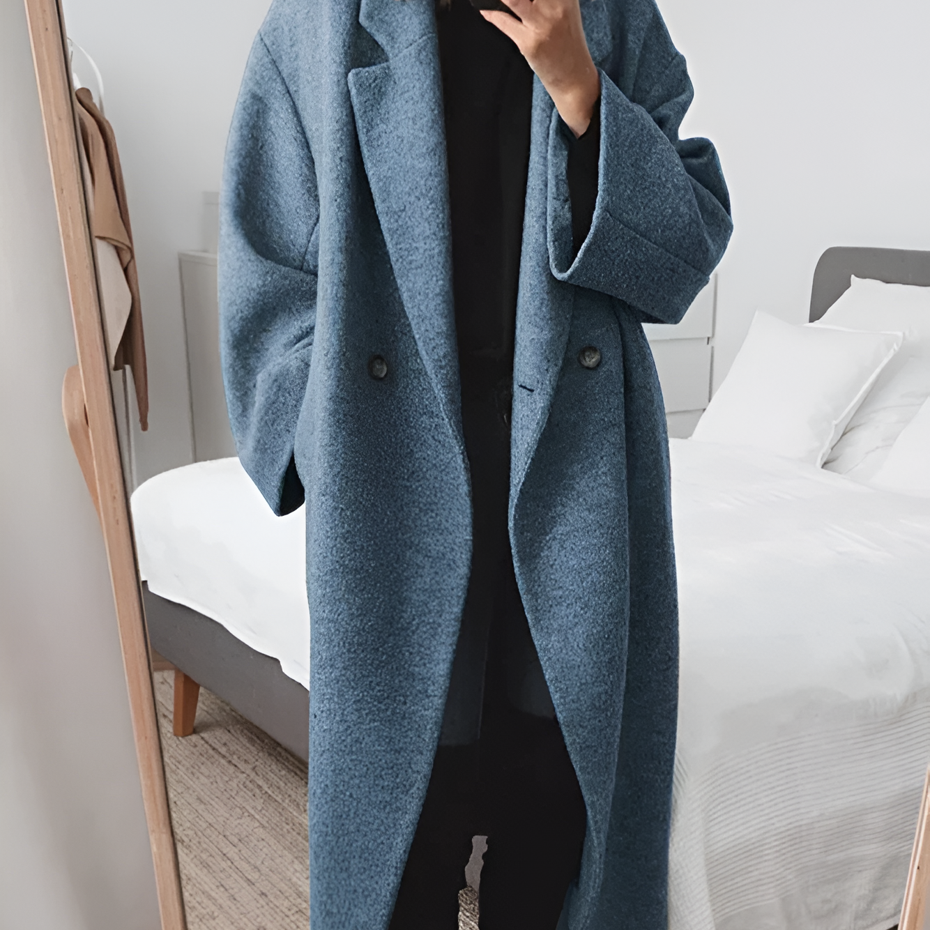 Priska | Wollmantel Damen Lang Oversized Zweireihig