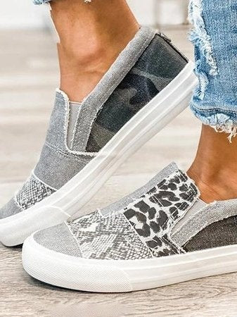 Renáta | Slip-On Mokaszin Női Mintás Vászon