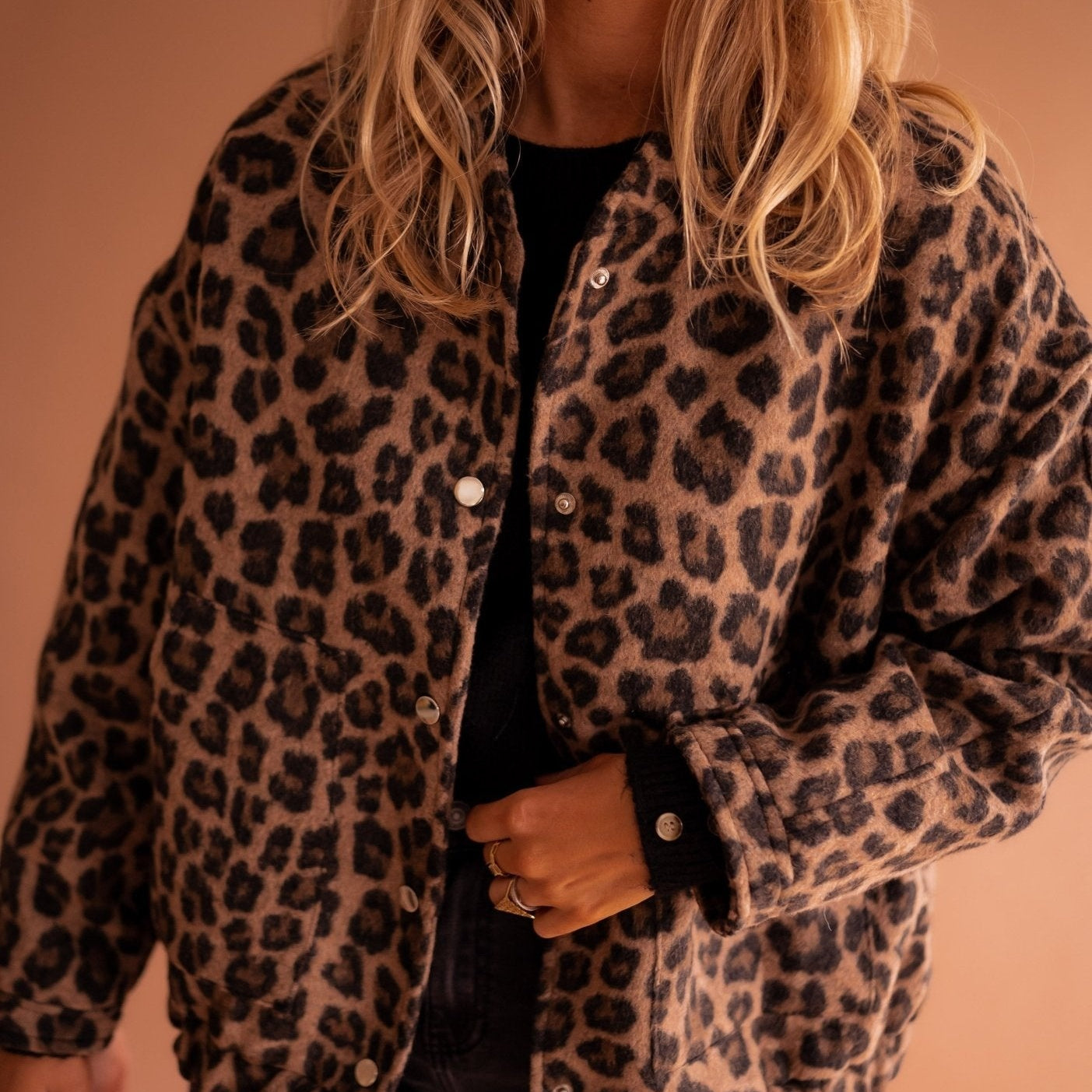 Ronja | Fleecejacke Damen Leopardenmuster Oversize