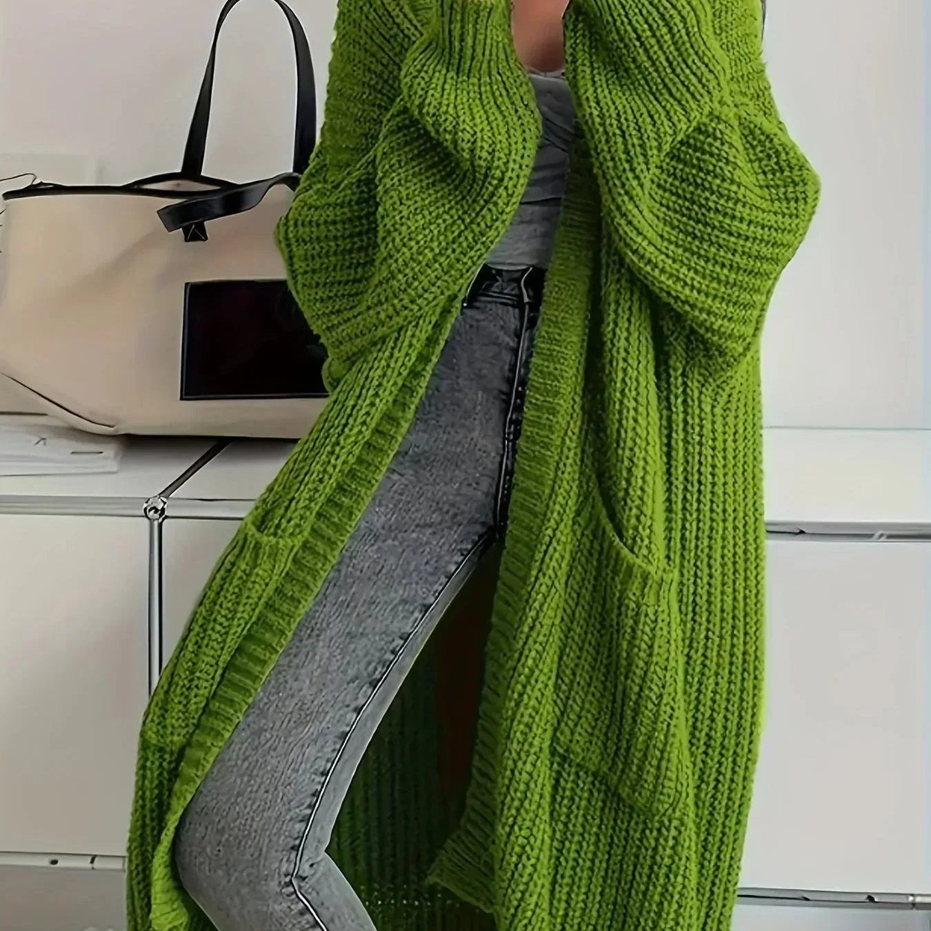 Ronja | Strickjacke Damen Lang Oversized Grobstrick