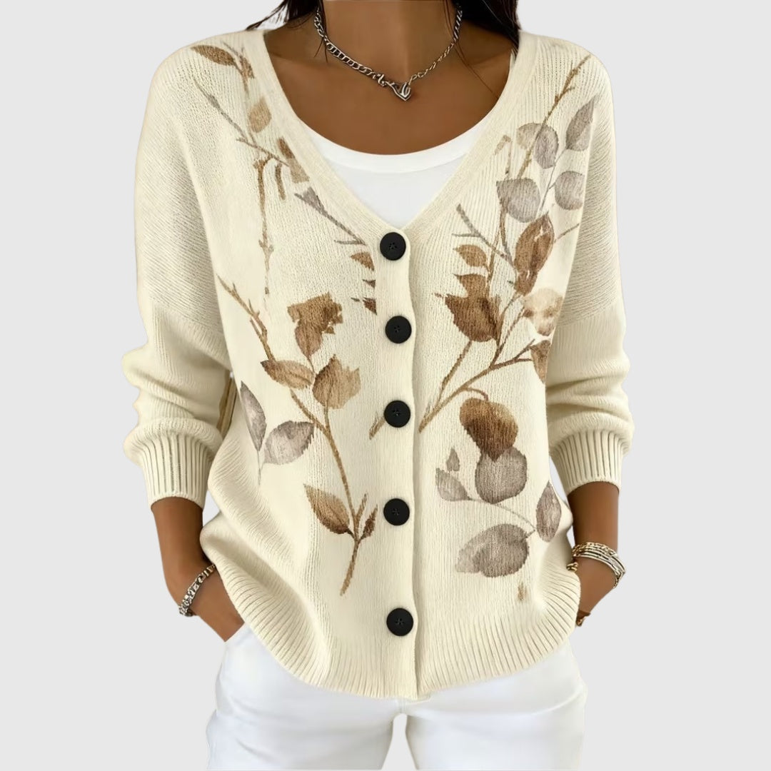 Ronja | Strickjacke Damen mit Knöpfen V-Ausschnitt Colorblock