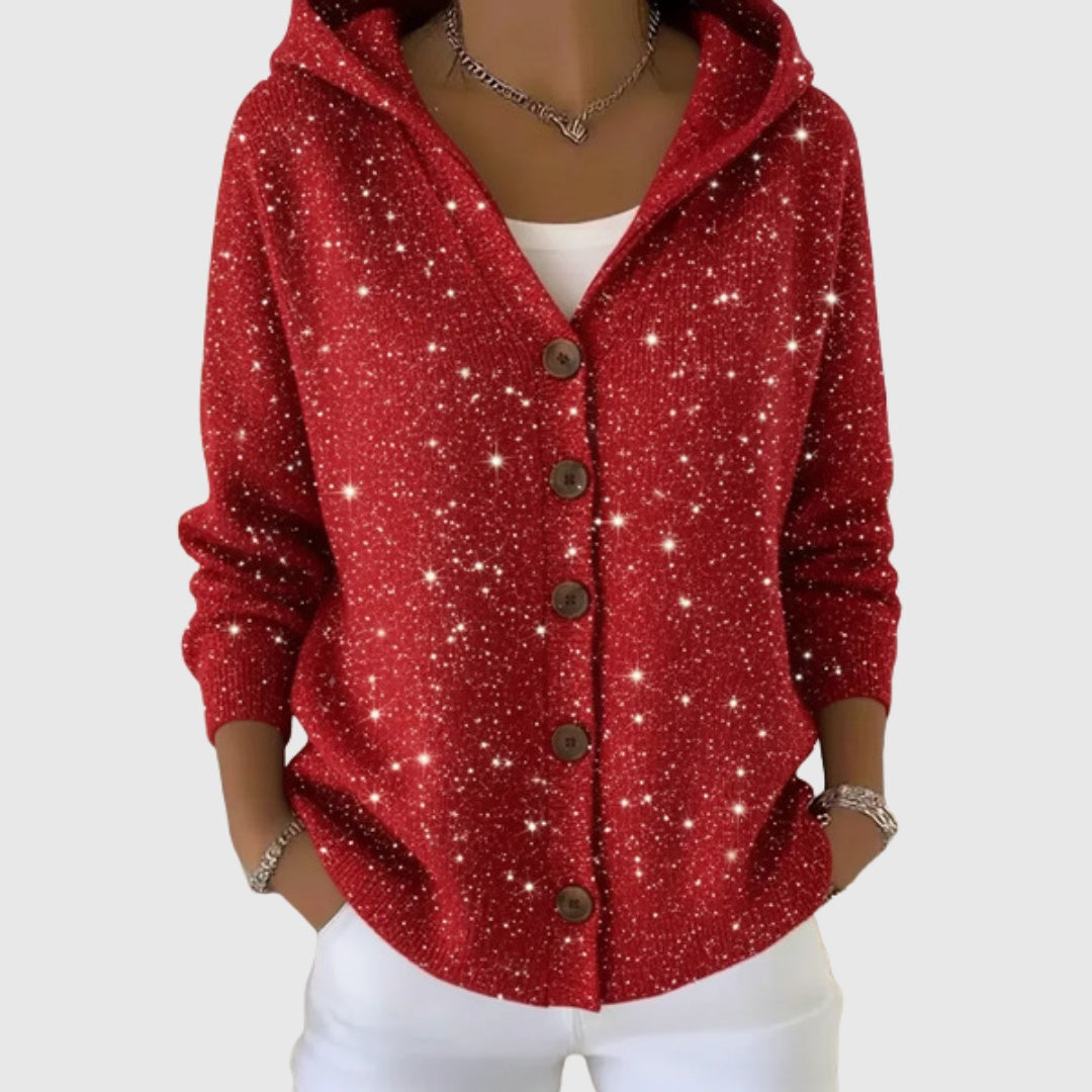 Ronja | Strickjacke Damen mit Knöpfen V-Ausschnitt Colorblock