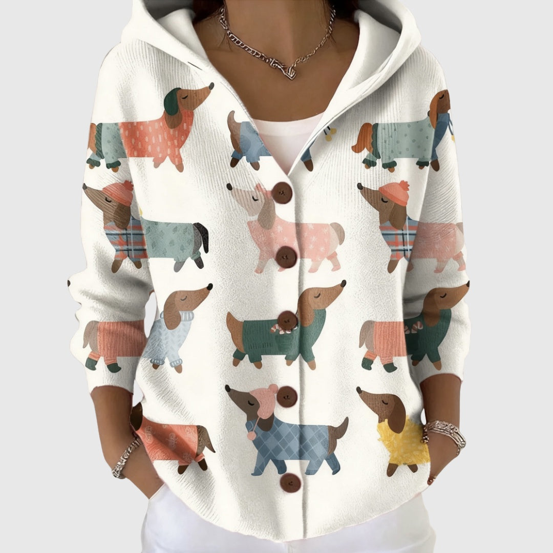 Ronja | Strickjacke Damen mit Knöpfen V-Ausschnitt Colorblock