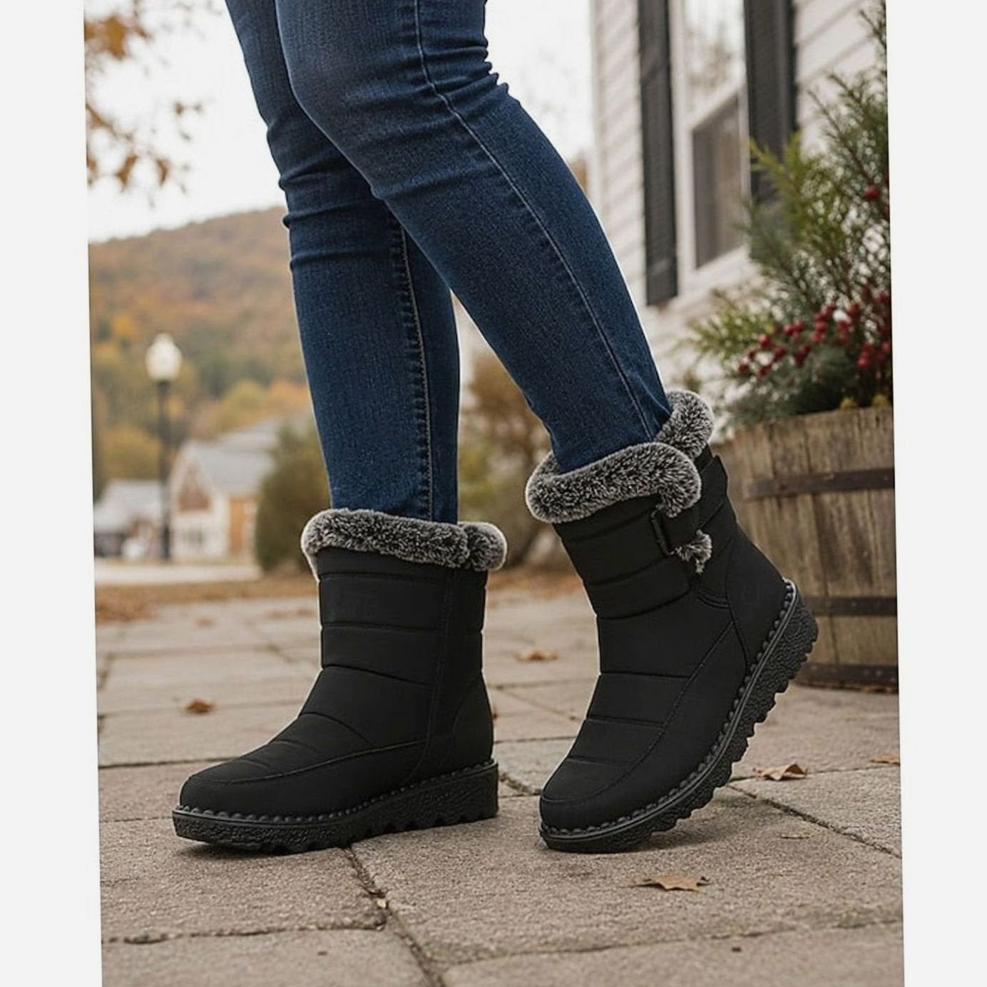Rosalie | Schneestiefel Damen Kunstfell Gefüttert Rutschfeste Sohle