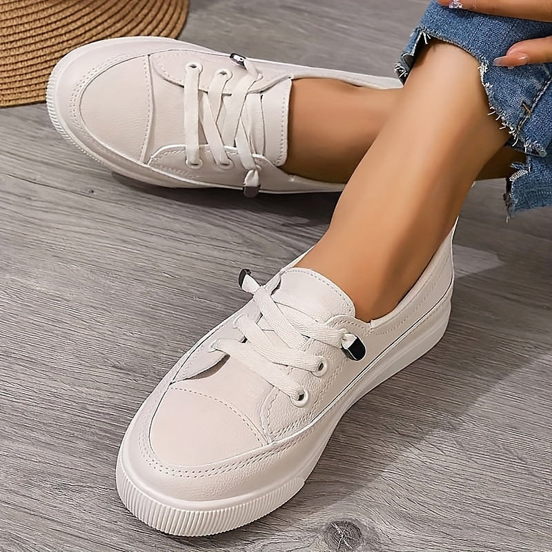 Rosalie | Sneaker Damen Flach Schnürung Leder-Optik