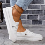 Rosalie | Sneaker Damen Flach Schnürung Leder-Optik