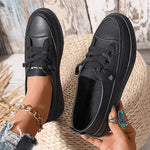 Rosalie | Sneaker Damen Flach Schnürung Leder-Optik