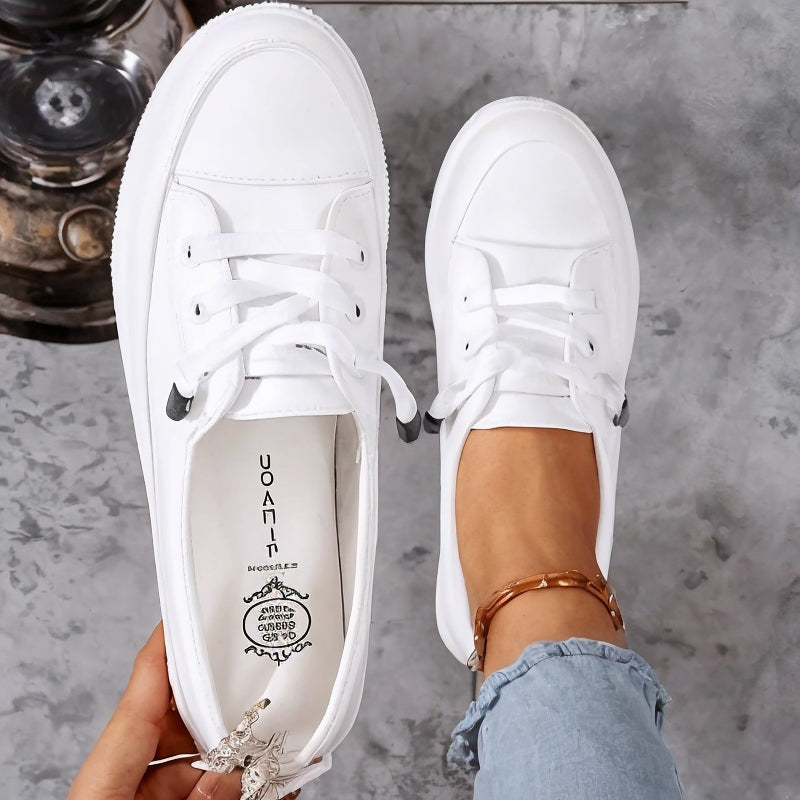 Rosalie | Sneaker Damen Flach Schnürung Leder-Optik